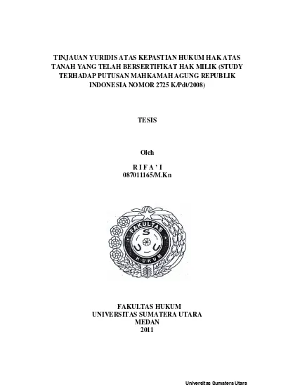 Tinjauan Yuridis Atas Kepastian Hukum Hak Atas Tanah Yang Telah ...