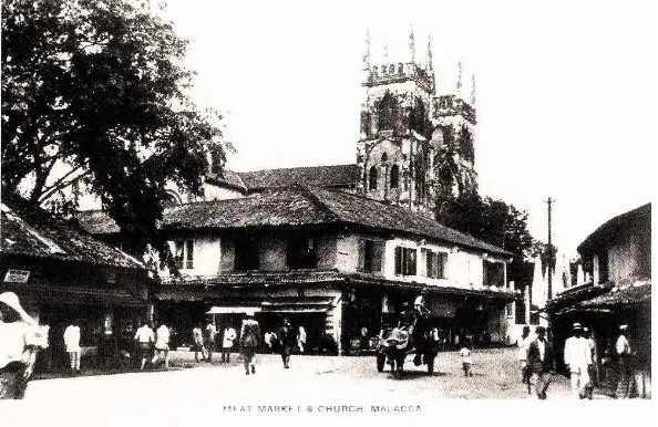 Gambar bandar Melaka lama, Tarikh tidak dicatatkan (Sumber Arkib Negara Malaysia) 