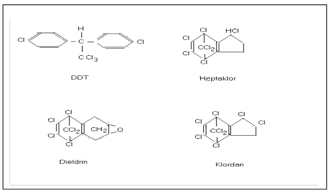 Gambar 2.4. Struktur komponen beberapa senyawa Organoklorin13) 