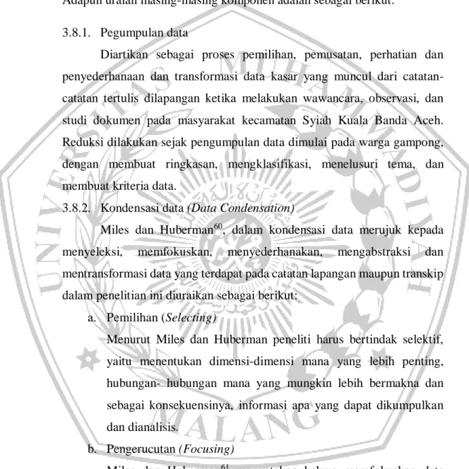 Gambar 3.1: Model Analisis Data interaktif Miles, Huberman &amp; Saldana  (2014) 