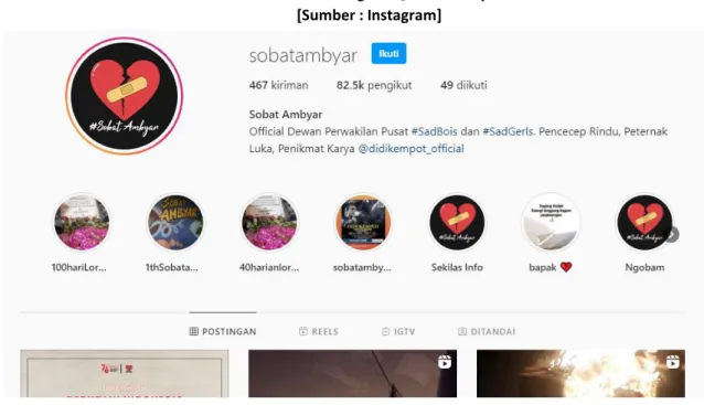 Gambar 6. Profil Instagram @sobatambyar [Sumber : Instagram]