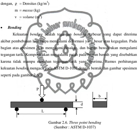 Gambar 2.6. Three point bending  (Sumber : ASTM D-1037) 