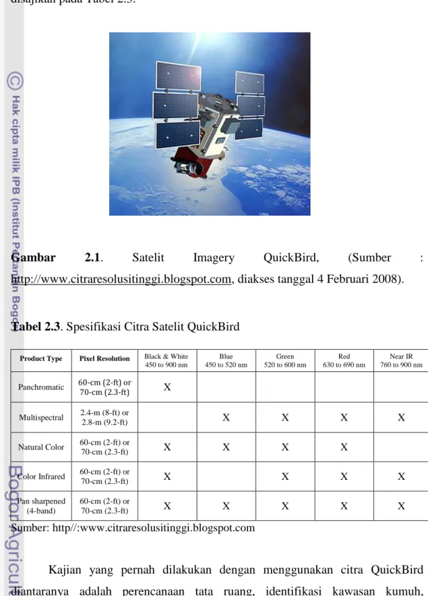 Gambar  2.1.  Satelit  Imagery  QuickBird,  (Sumber  : 