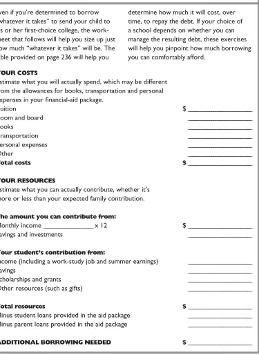 table provided on page 236 will help you