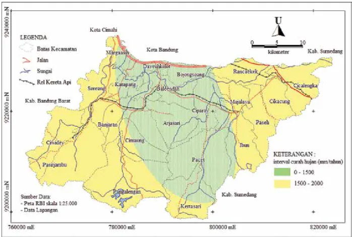 Gambar 5. Peta curah hujan daerah Bandung Selatan