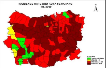 Gambar 3. Incidence Rate (IR) DBD Kota Semarang tahun 2009  Sumber: Dinas kesehatan Kotas Semarang 8 