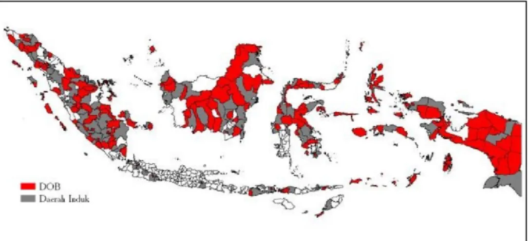 Gambar 1.1: Peta Pemekaran Daerah 2009  Sumber: Laporan Pemekaran Daerah UNDP 2009 