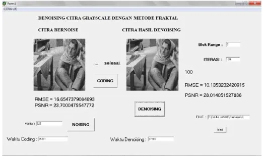 Gambar 7  Tampilan hasil program untuk citra Barbara 
