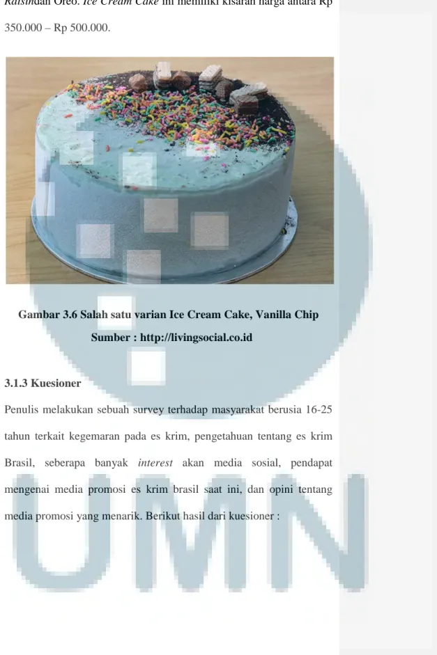 Gambar 3.6 Salah satu varian Ice Cream Cake, Vanilla Chip        Sumber : http://livingsocial.co.id 