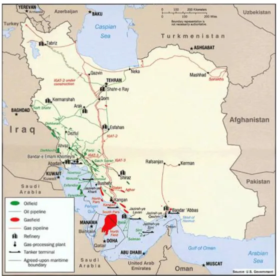 Gambar 2 : Peta Sumber Daya Minyak dan Gas Iran 