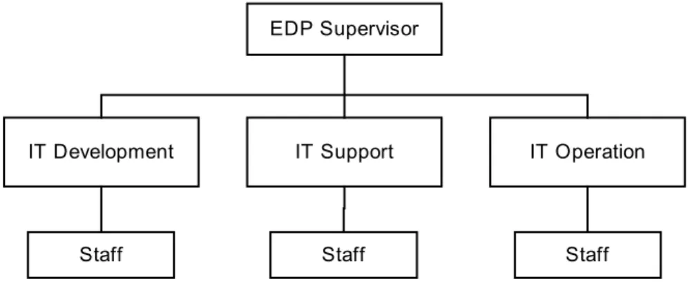 Gambar 3.2 Struktur organisasi Divisi TI  Pembagian tugas masing – masing bagian divisi TI : 