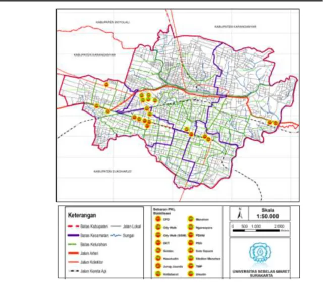 Gambar 2. Persebaran Lokasi PKL Stabilisasi Kota Surakarta 