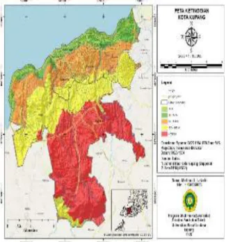 Gambar 3.  Peta ketinggian kota Kupang  