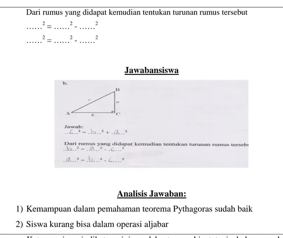 Tabel 7 Model Jawaban siswa ke-3  Soal Pythagoras 