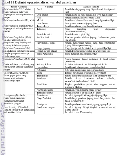 Tabel 11 Definisi operasionalisasi variabel penelitian  