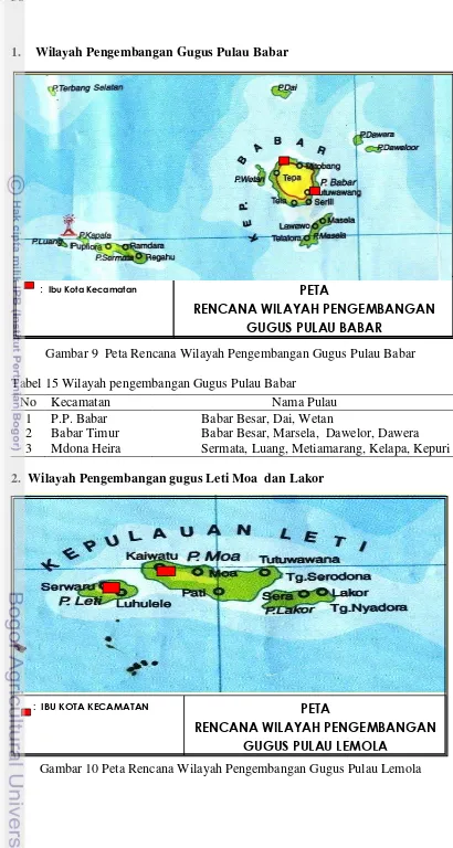 Tabel 15 Wilayah pengembangan Gugus Pulau Babar 
