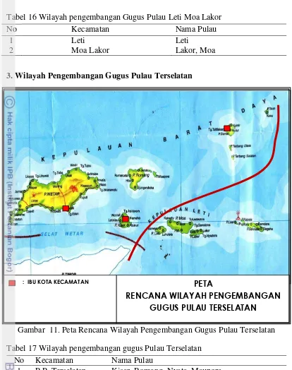 Tabel 16 Wilayah pengembangan Gugus Pulau Leti Moa Lakor  