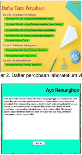 Gambar 2. Daftar percobaan laboratotium virtual  