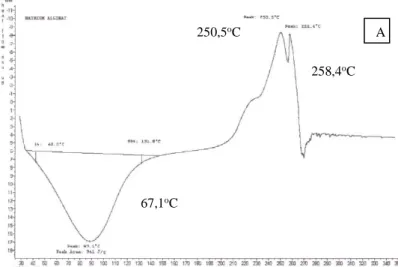 Gambar 1. Termogram DSC natrium alginat (A) dan metformin HCl (B)    