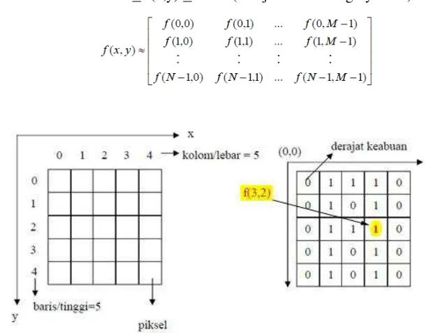 Gambar 1.  Representasi Citra Digital Jenis Biner dalam Fungsi Matematis 