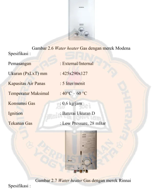 Figure 6 Gambar 2.6 Water heater Gas dengan merek Modena 
