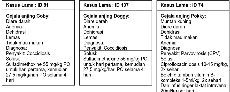 Gambar 3. Contoh kasus-kasus penyakit anjing 
