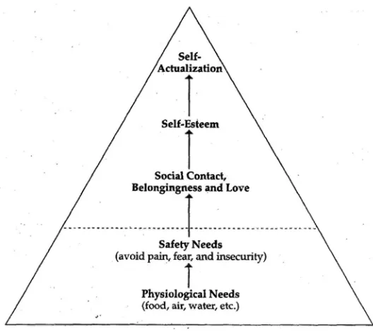 FIGURE 1-1 Maslow's human need hierarchy. Lower level needs must be satisfied beforehigher level needs can be addressed.