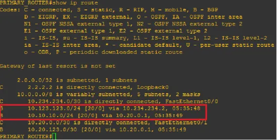 Gambar 5-3 Status BGP Secondary Router 