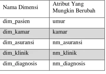 Tabel 7 Kolom Dimensi yang Dapat 
