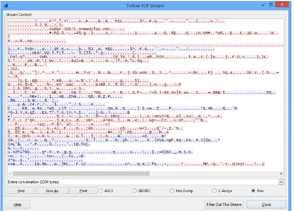 Gambar 15. Penyadapan data saat pengguna menerima pesan dengan menggunakan protokol SSL 