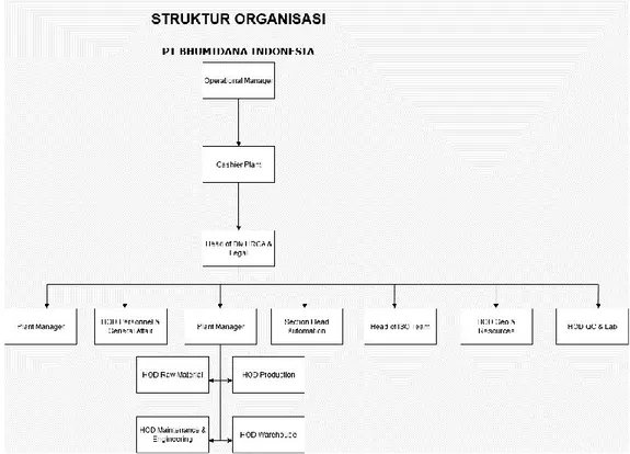 Gambar 1. 1 Struktur Organisasi PT. Bhumidana Indonesia  c.  Strategi Bisnis 