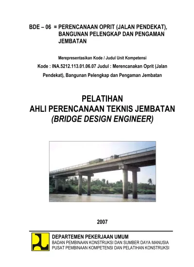 PELATIHAN AHLI PERENCANAAN TEKNIS JEMBATAN (BRIDGE DESIGN ENGINEER)