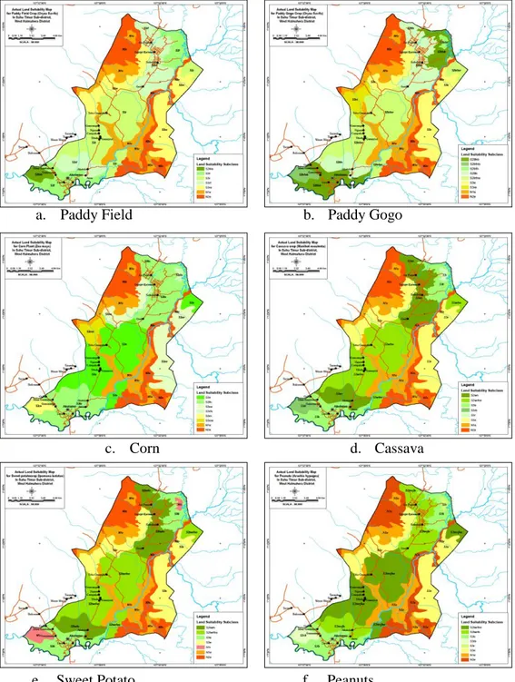 Figure 1. Actual Land Suitability Map of Food Crop in Study Sites 