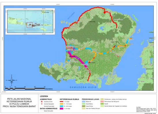 Gambar 4 Peta Ketersediaan Lebar Rumija di Pulau Lombok 