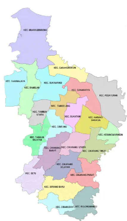 Gambar 2.1. Peta Kecamatan di Kabupaten Bekasi