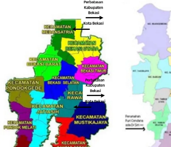 Gambar 2.2. Peta Perbatasan antara Kota Bekasi dengan Kabupaten Bekasi 