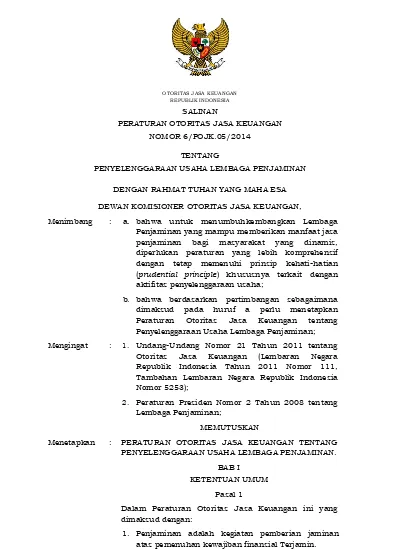 SALINAN PERATURAN OTORITAS JASA KEUANGAN NOMOR 6/POJK.05/2014 TENTANG ...