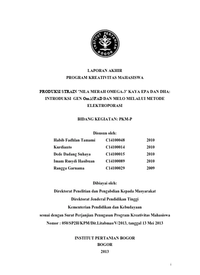 LAPORAN AKHIR PROGRAM KREATIVITAS MAHASISWA