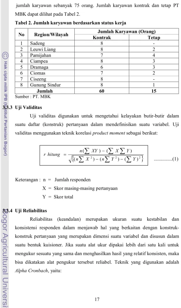 Tabel 2. Jumlah karyawan berdasarkan status kerja 