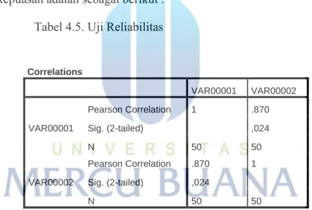 Tabel 4.5. Uji Reliabilitas 