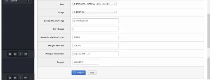 Gambar 8. Formulir Pendaftaran Kartu Ternak 