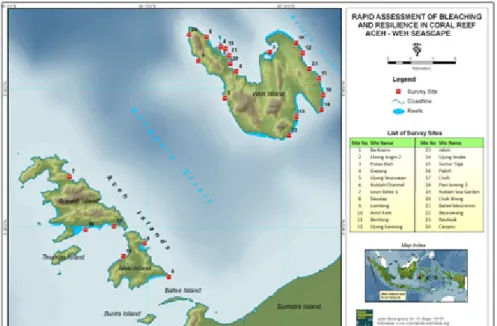 Gambar 1. Lokasi pengambilan data pemutihan karang di Perairan Utara Aceh HASIL DAN PEMBAHASAN