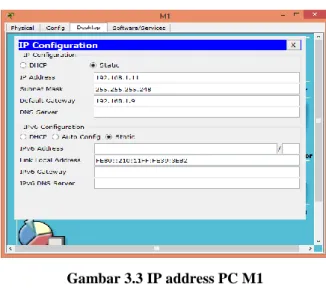 Gambar 3.3 IP address PC M1  3.6.2 Konfigurasi Routing OSPF 