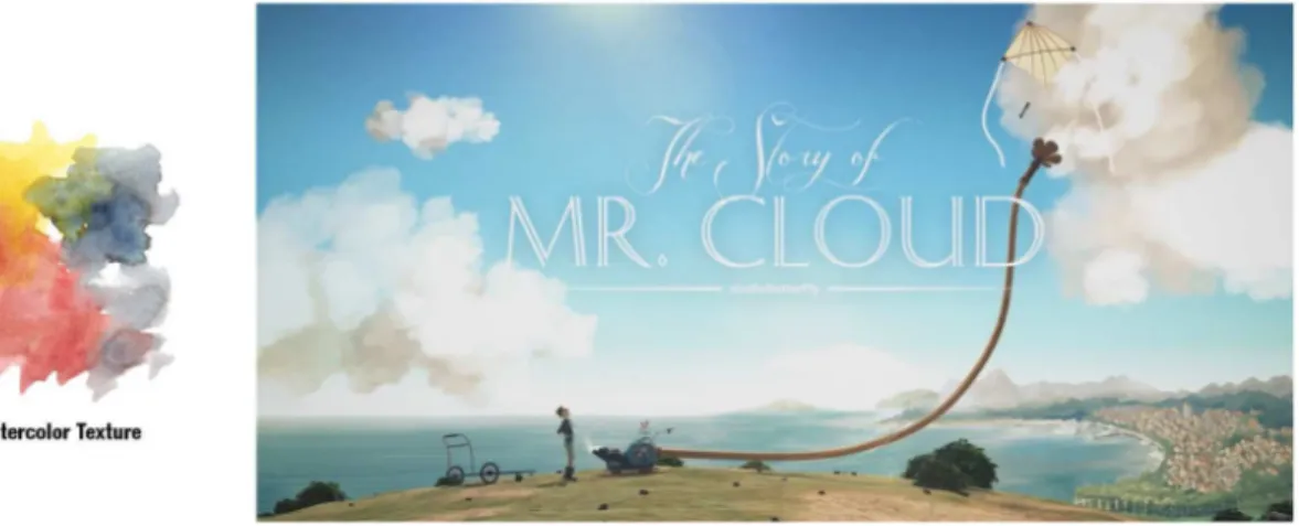 Gambar 3. Contoh texture cat air dalam animasi The Story of Mr.Cloud 