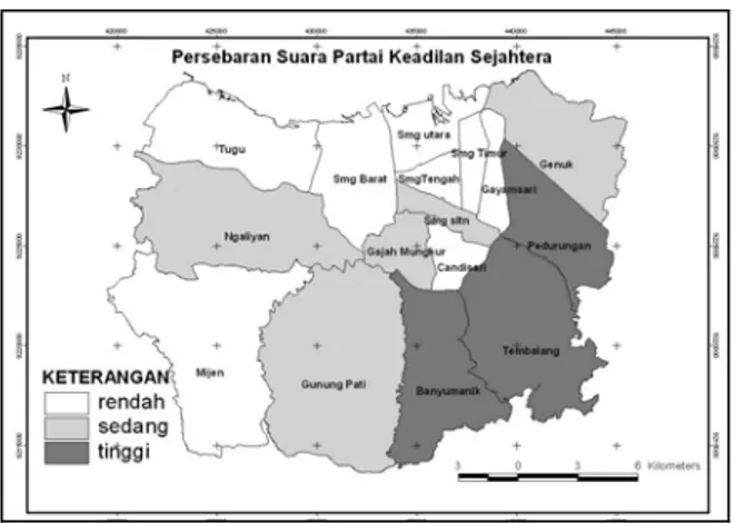 Gambar 4.8 Persebaran Suara Partai Demokrasi  Indonesia Perjuangan 