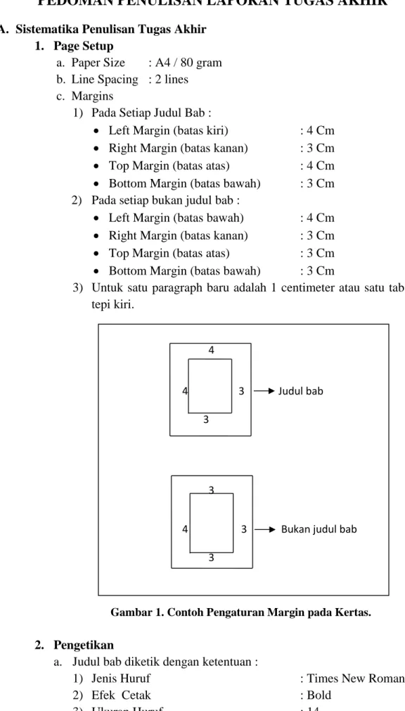 Gambar 1. Contoh Pengaturan Margin pada Kertas. 