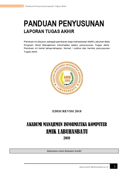 PANDUAN PENYUSUNAN LAPORAN TUGAS AKHIR