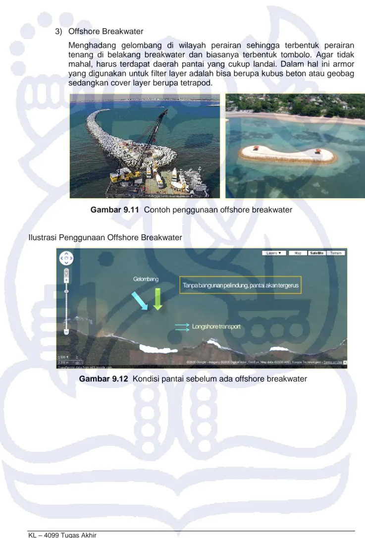 Gambar 9.11  Contoh penggunaan offshore breakwater 
