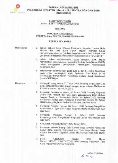 SATUAN KERJA KHUSUS PELAKSANA KEGIATAN USAHA HULU MINYAK DAN GAS BUMI ...