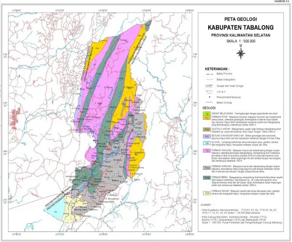Gambar 7  Peta geologi Kabupaten Tabalong, Kalimantan Selatan  4.4. Iklim 